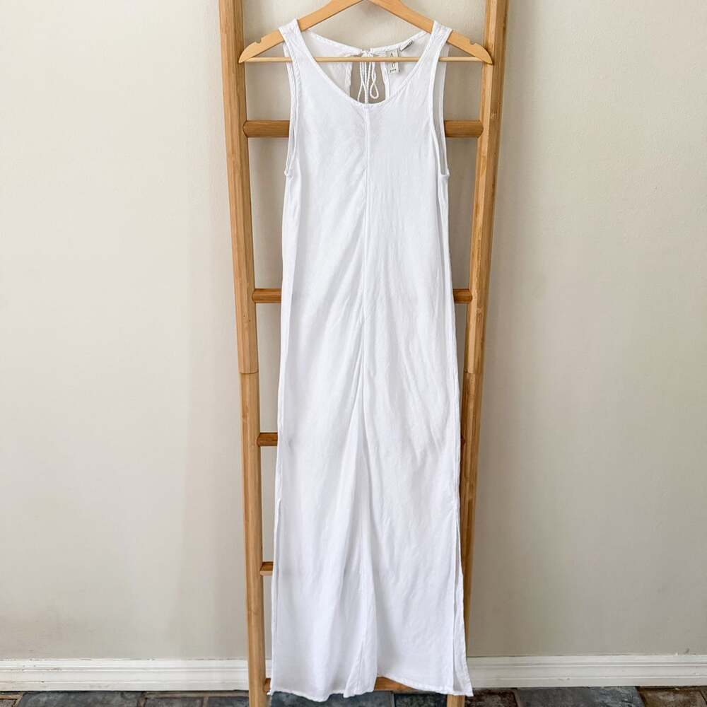 Joie Linen Blend Maxi Dress Small White Sleeveless Tie Back Boho Resort EUC